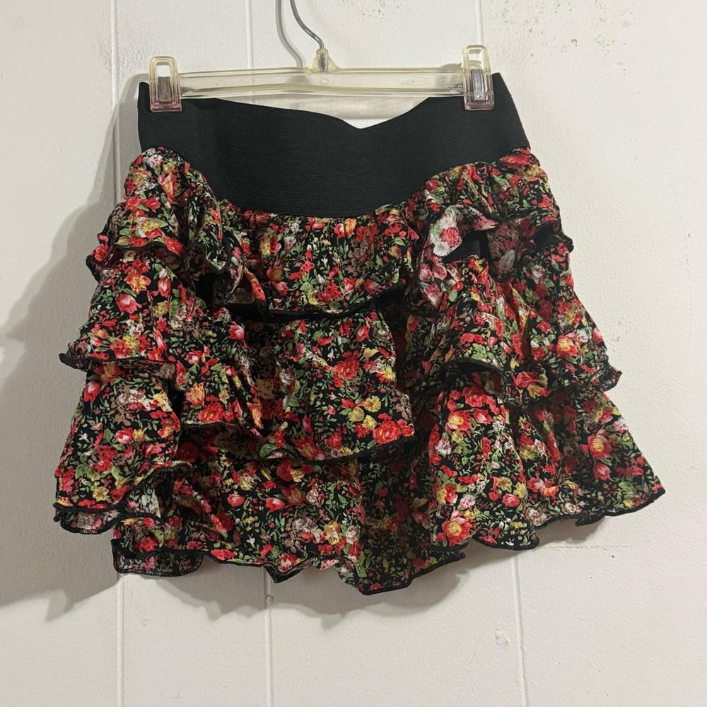 Deb Black and Red Floral Mini‎ Skirt